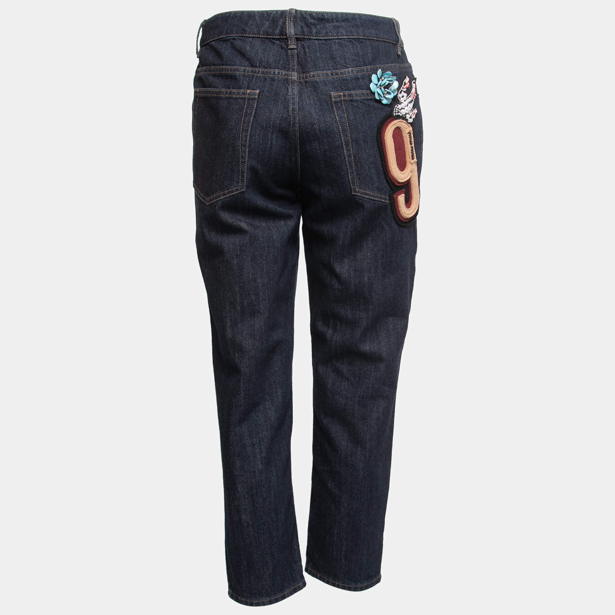 Miu Miu X Levis Light Blue Crystal Satin Trim Denim Jeans M