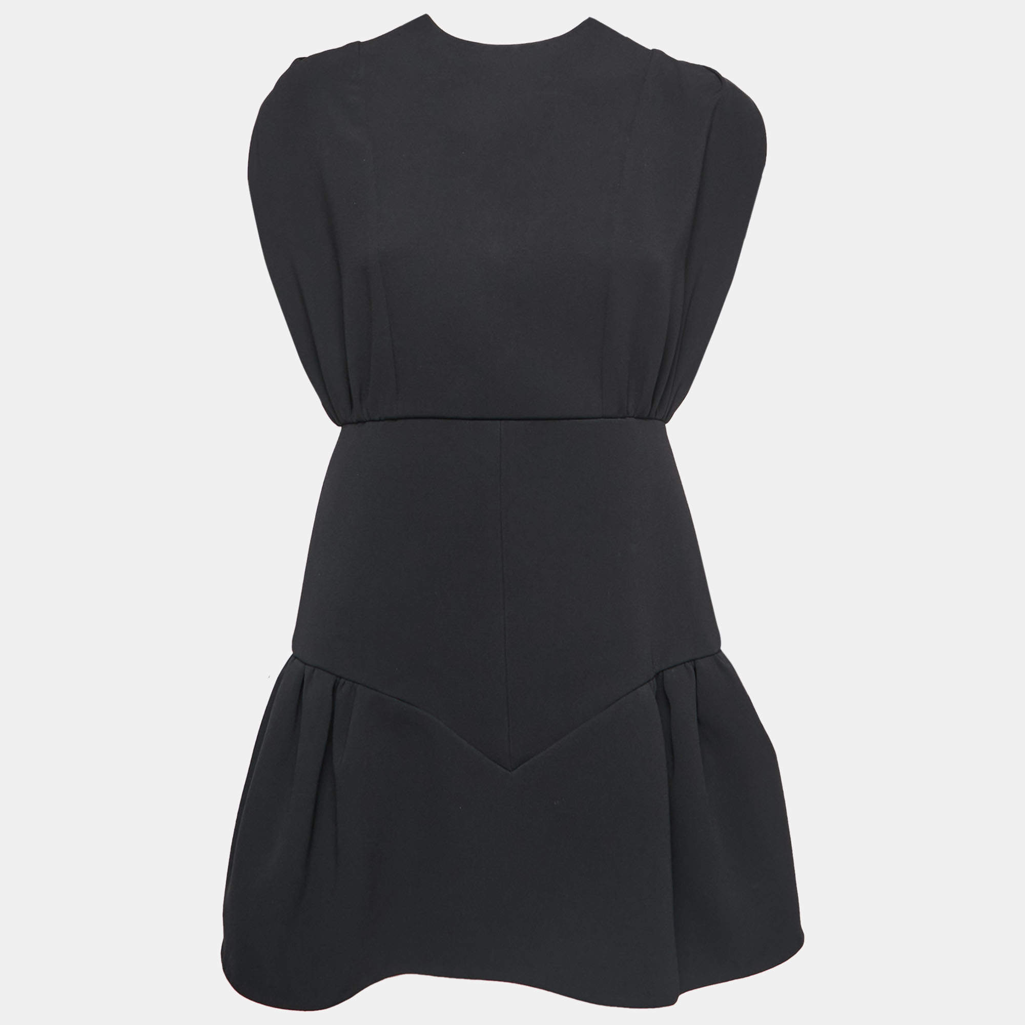 Miu Miu Black Crepe Sleeveless Flared Short Dress M