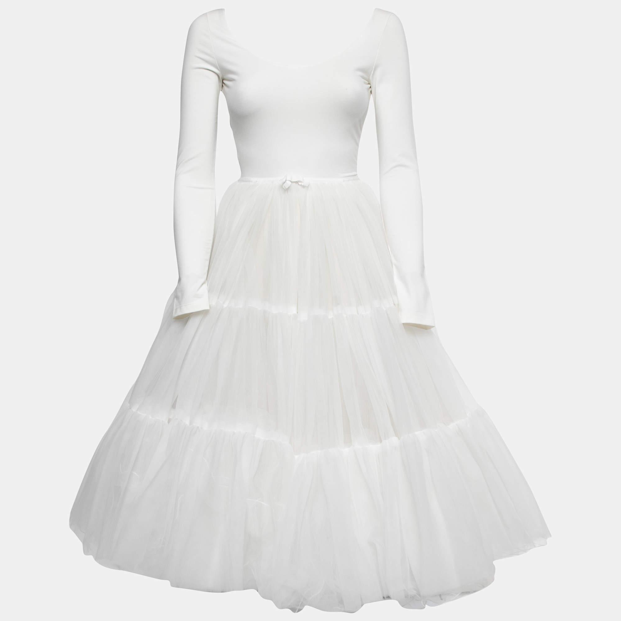 Miu Miu White Tulle Ballerina Midi Dress S