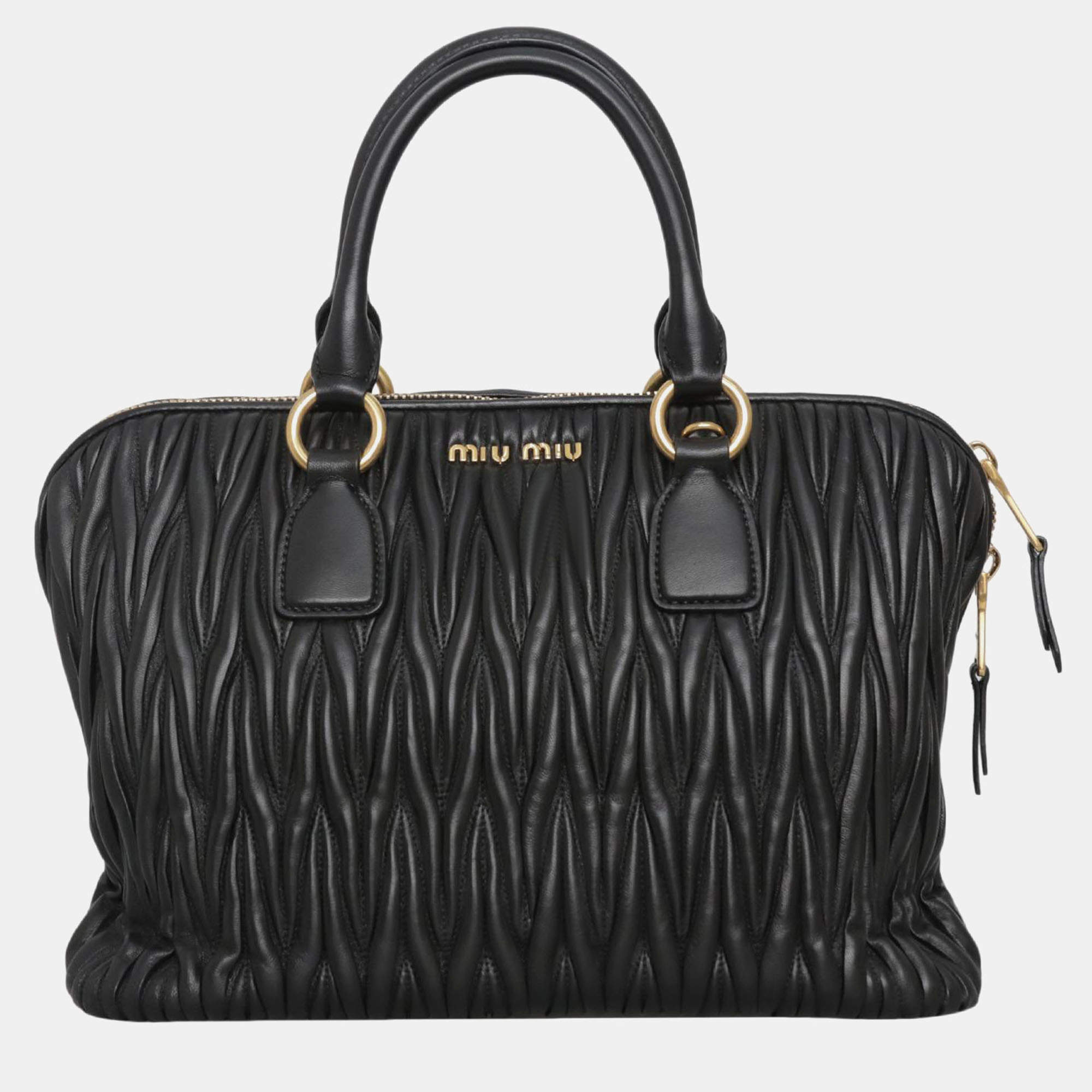 Miu Miu Black Leather Tote Bag