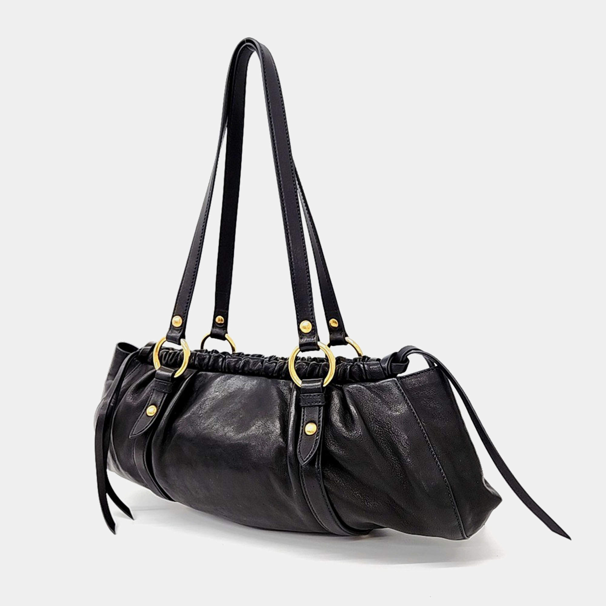 Miu Miu Miu Miu Black Nappa Leather Shoulder Bag - Shoulder