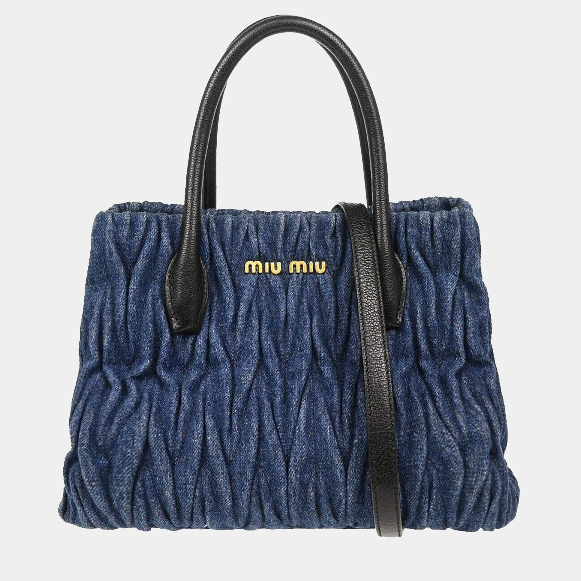 Miu Miu Blue Denim Matelasse Handbag 