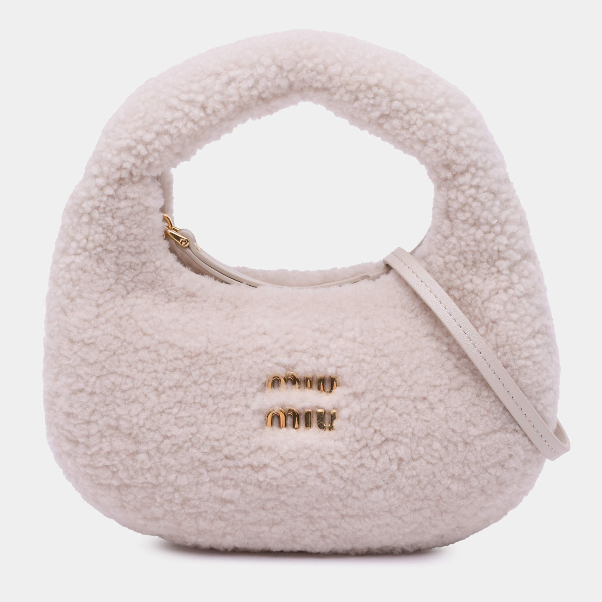 Miu Miu Pink Mini Shearling Wander Satchel
