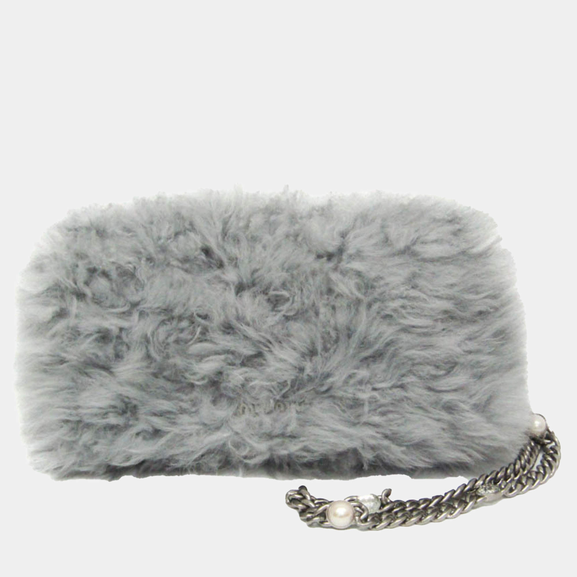  Miu Miu Grey Fur Shoulder Bag