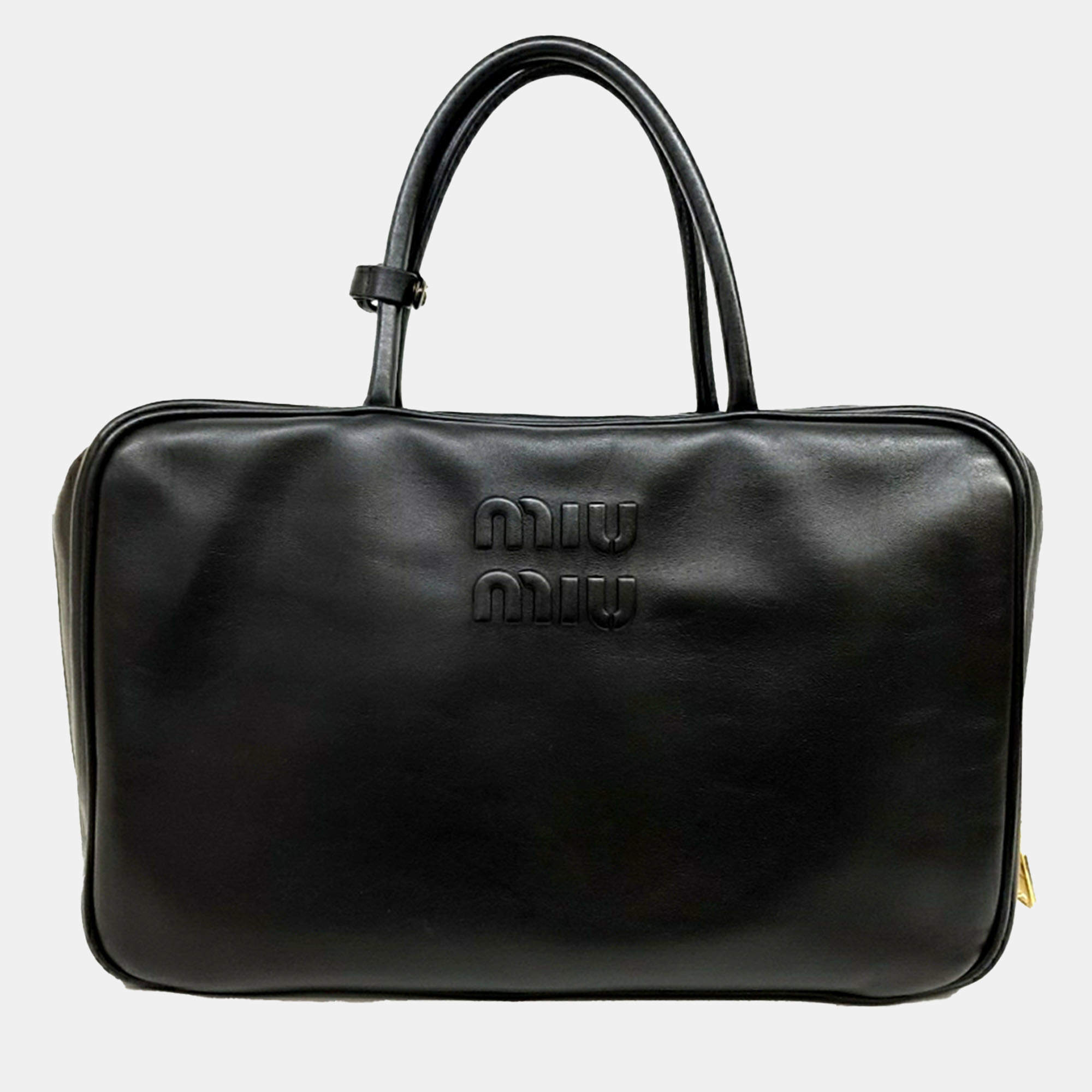 Miu Miu Leather embossed logo bowling bag