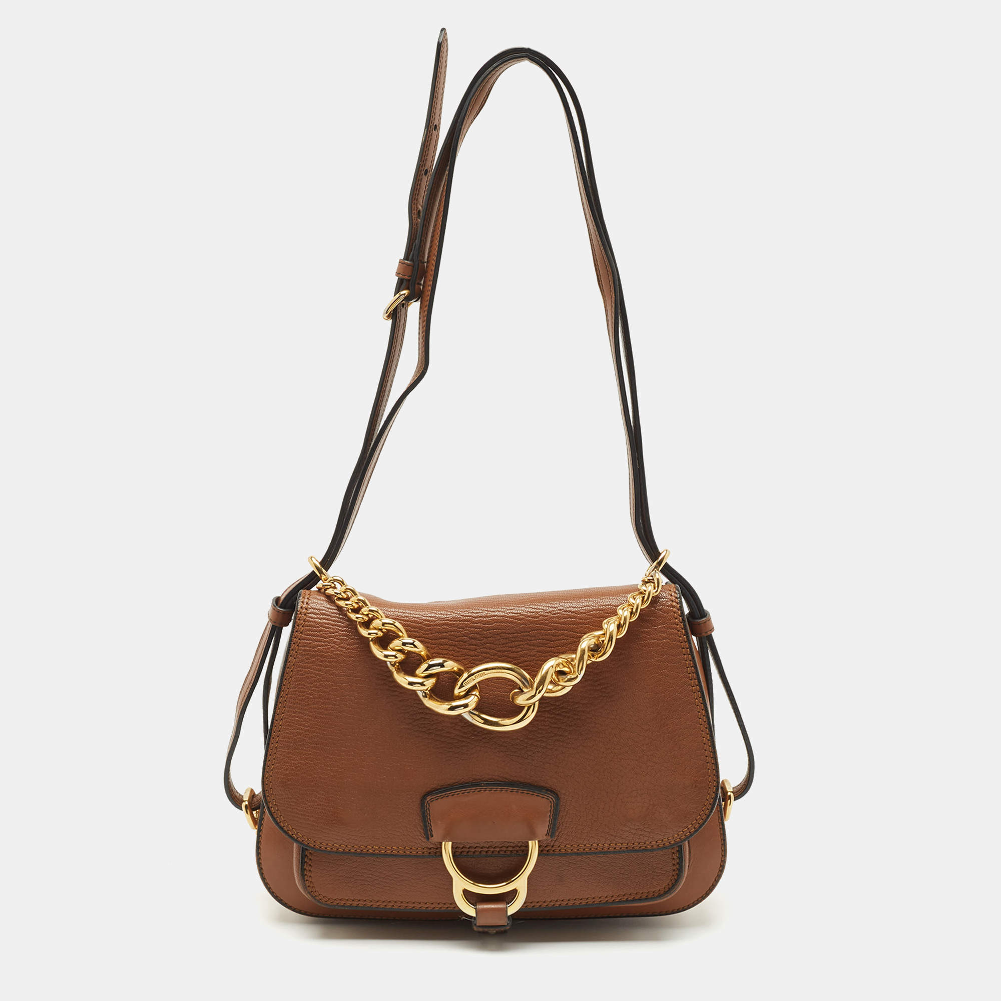Miu Miu Brown Leather Dahlia Shoulder Bag