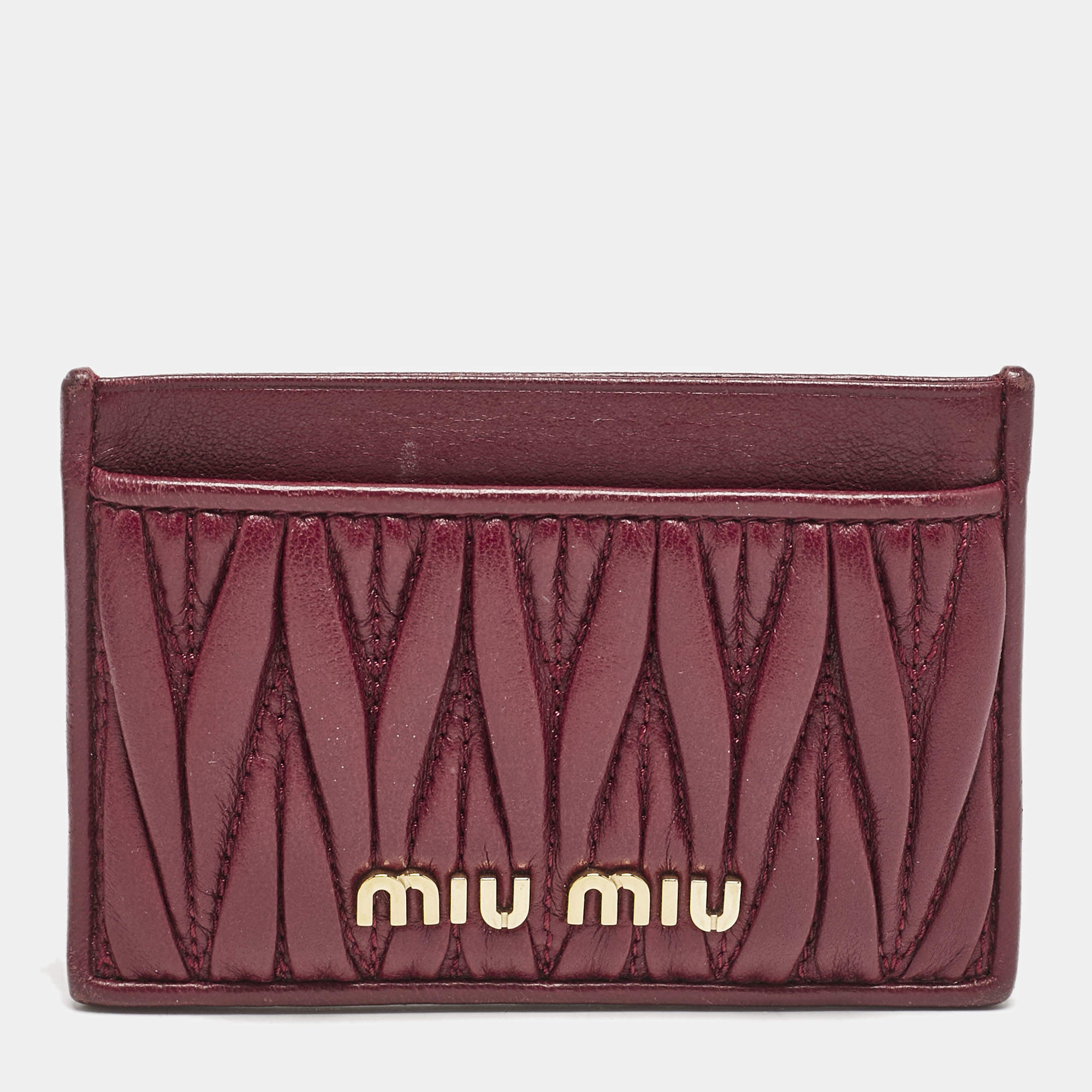 Miu Miu Red Matelassé Leather Card Case