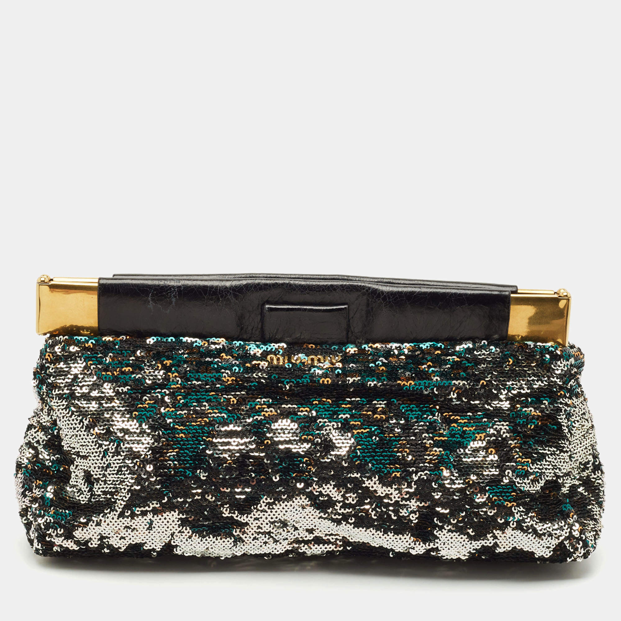 Miu Miu Multicolor Sequins Frame Clutch