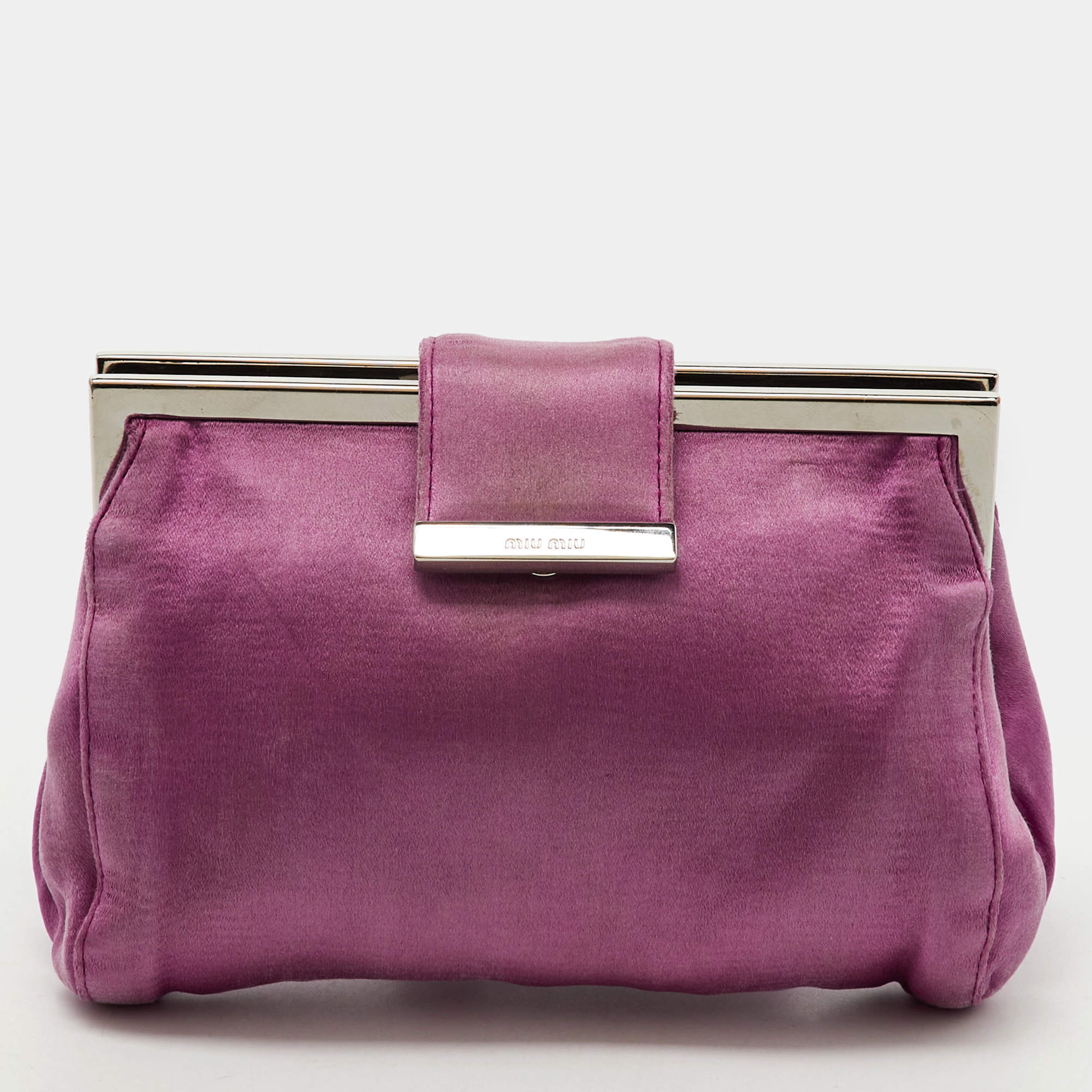 Miu Miu Pink Satin Frame Clutch