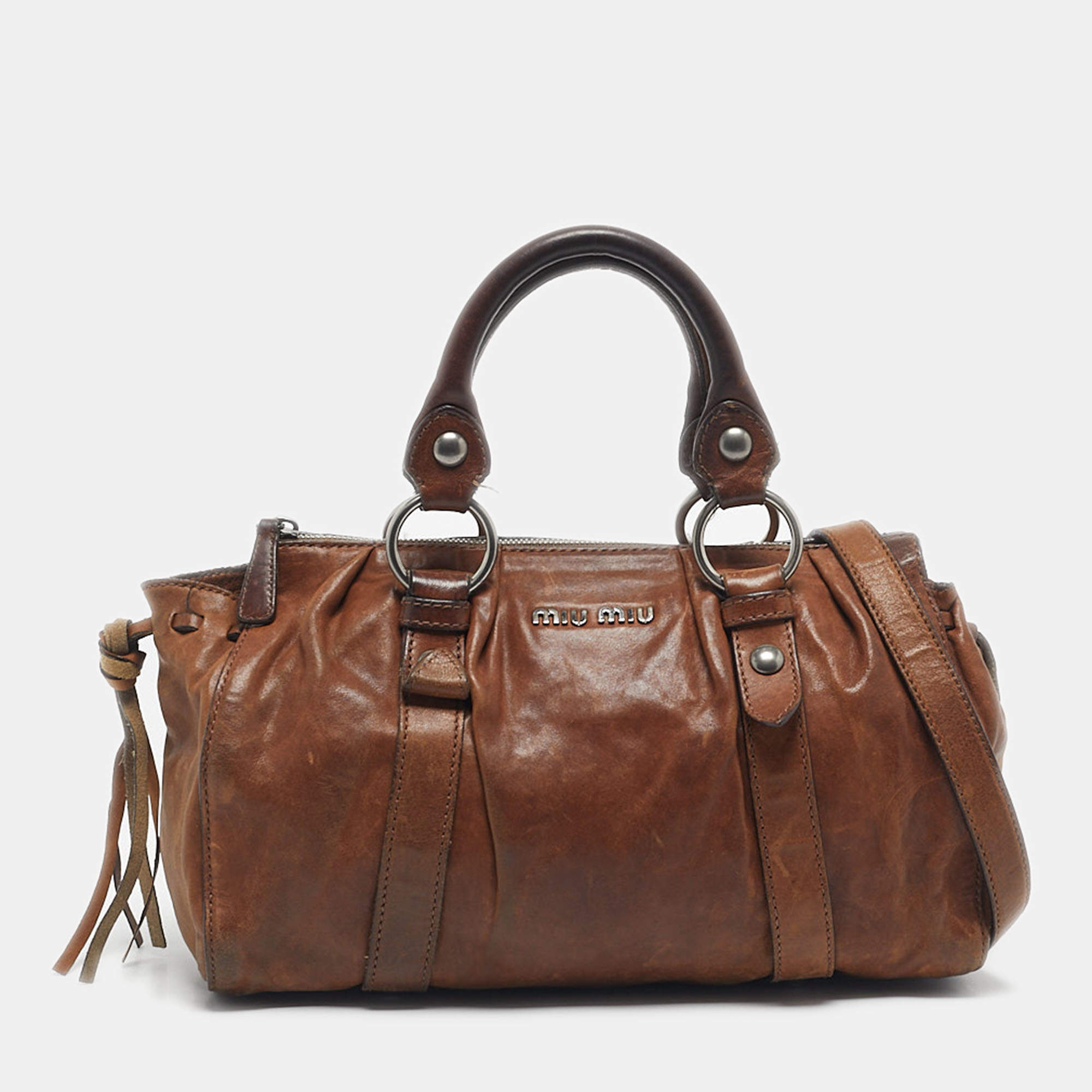 Pre Owned Miu Miu Brown Leather Satchel
