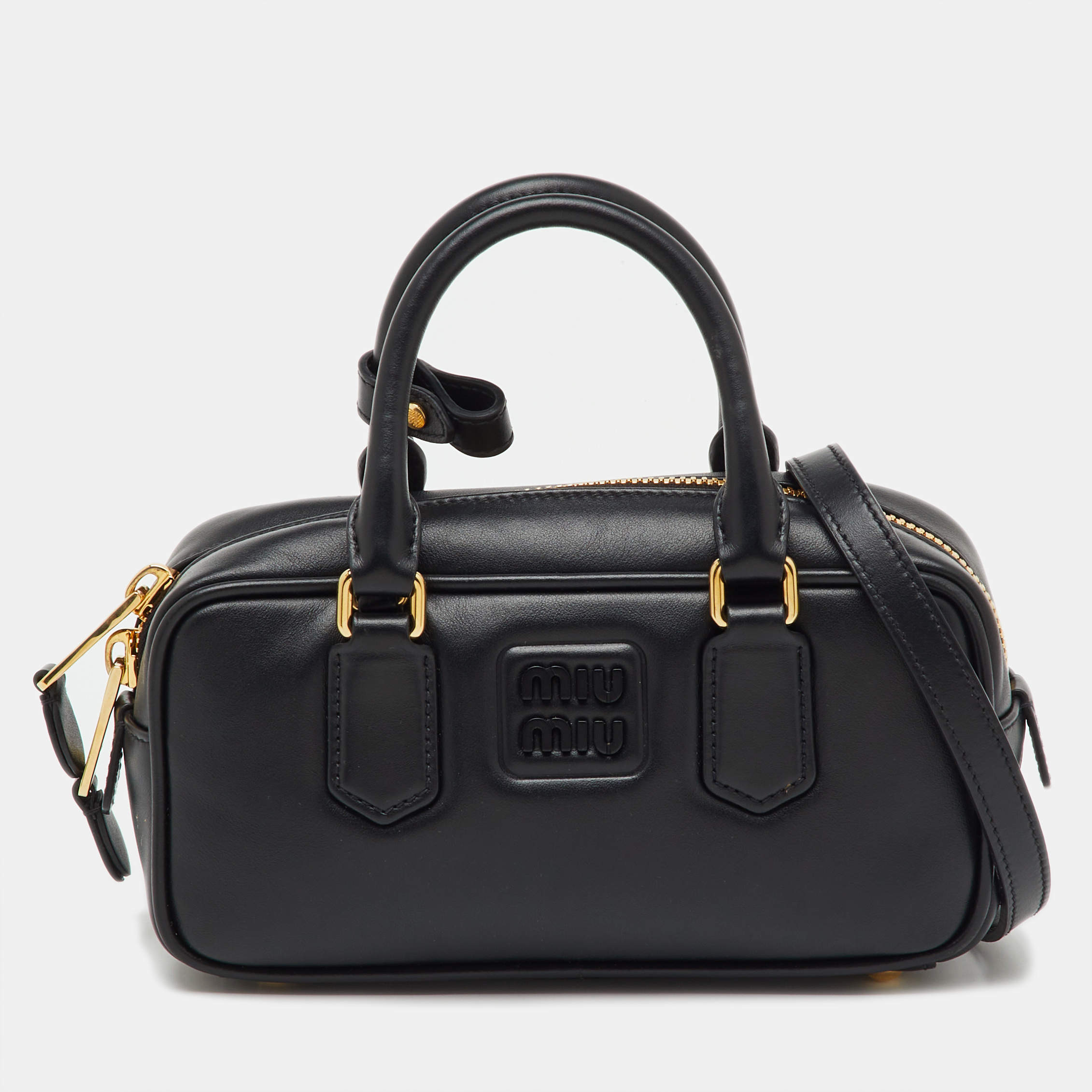 Pre Owned Miu Miu Black Leather Arcadie Satchel