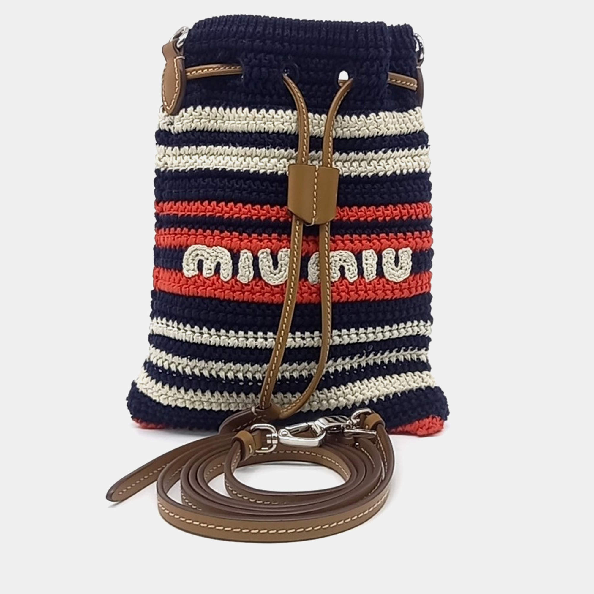 Pre Owned Miu Miu Multicolor Fabric Crochet Mini Crossbody Bag