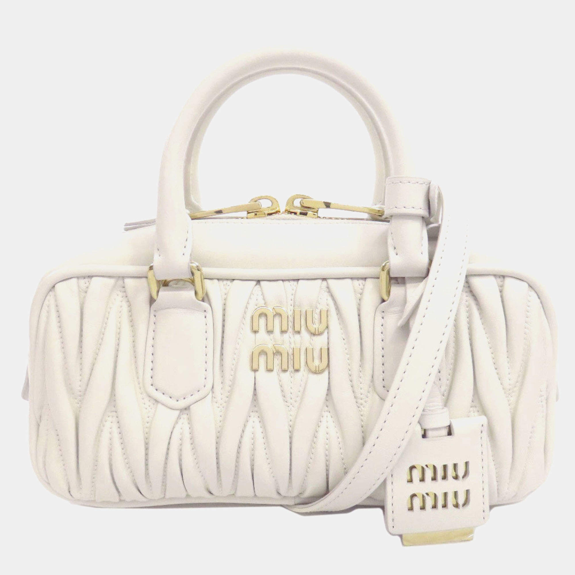 Pre Owned Miu Miu Miu Arcadi Matelasse Handbag Calfskin