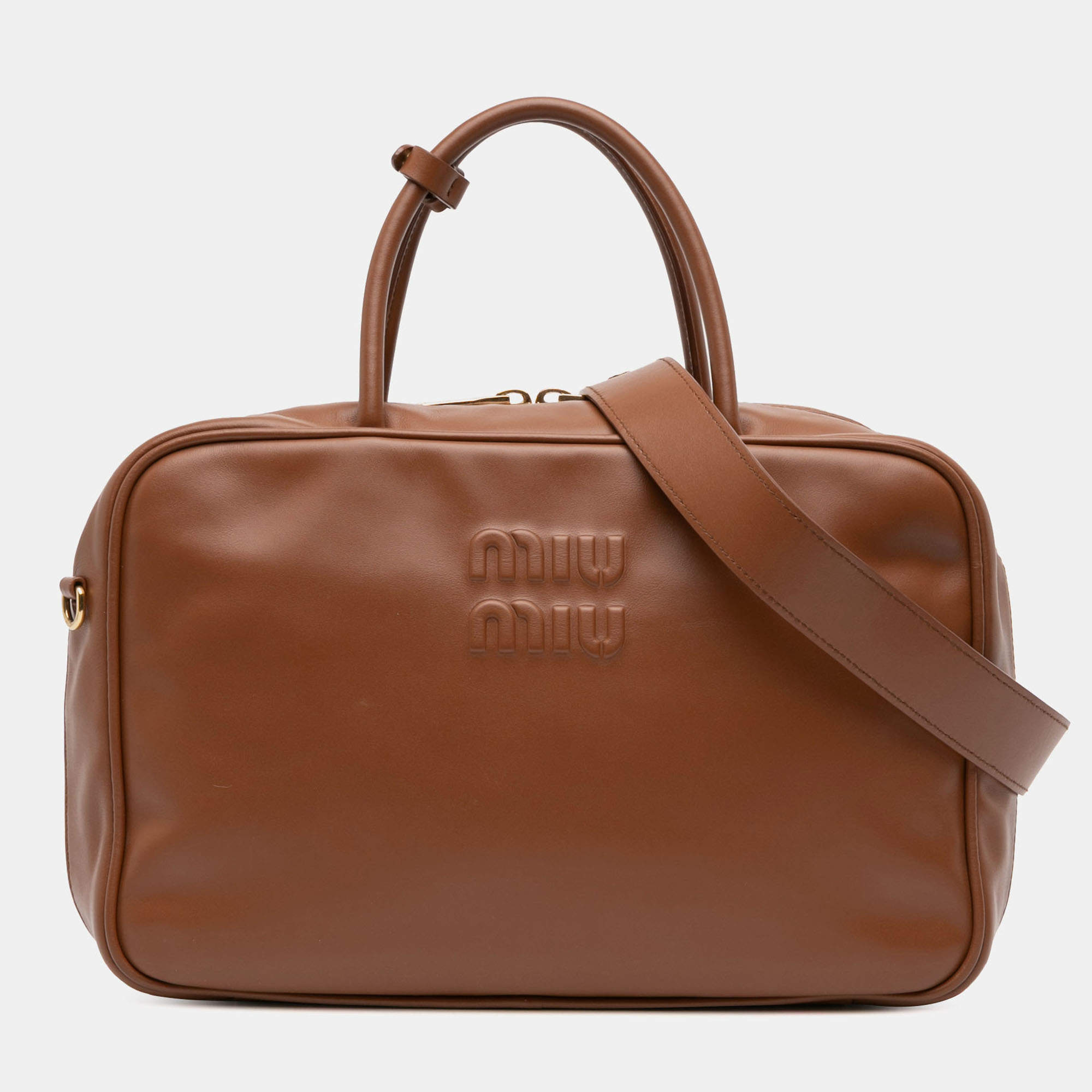 Pre Owned Miu Miu Brown Large Soft Calf Softy Beau Top Handle Bag