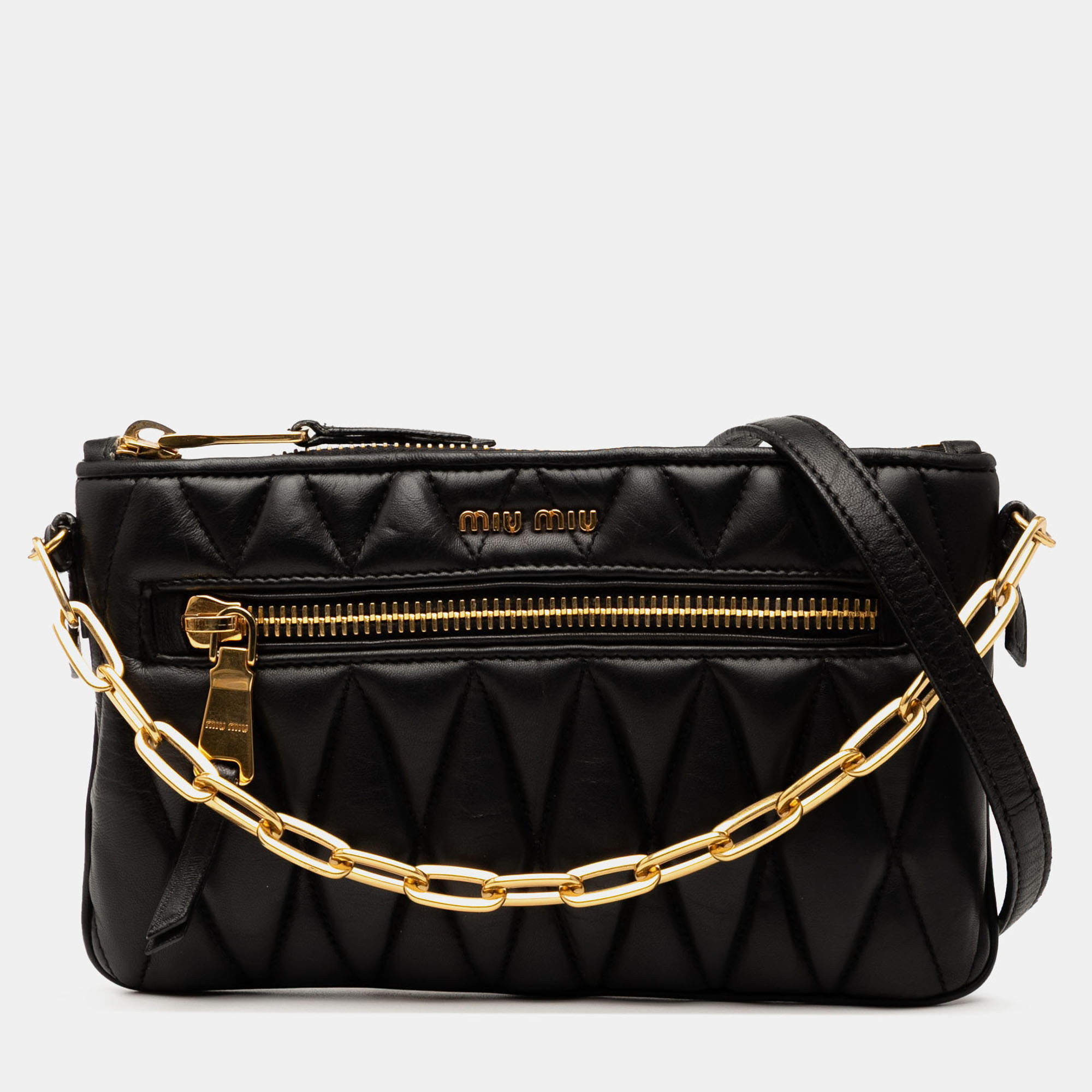 Pre Owned Miu Miu Matelasse Leather Satchel