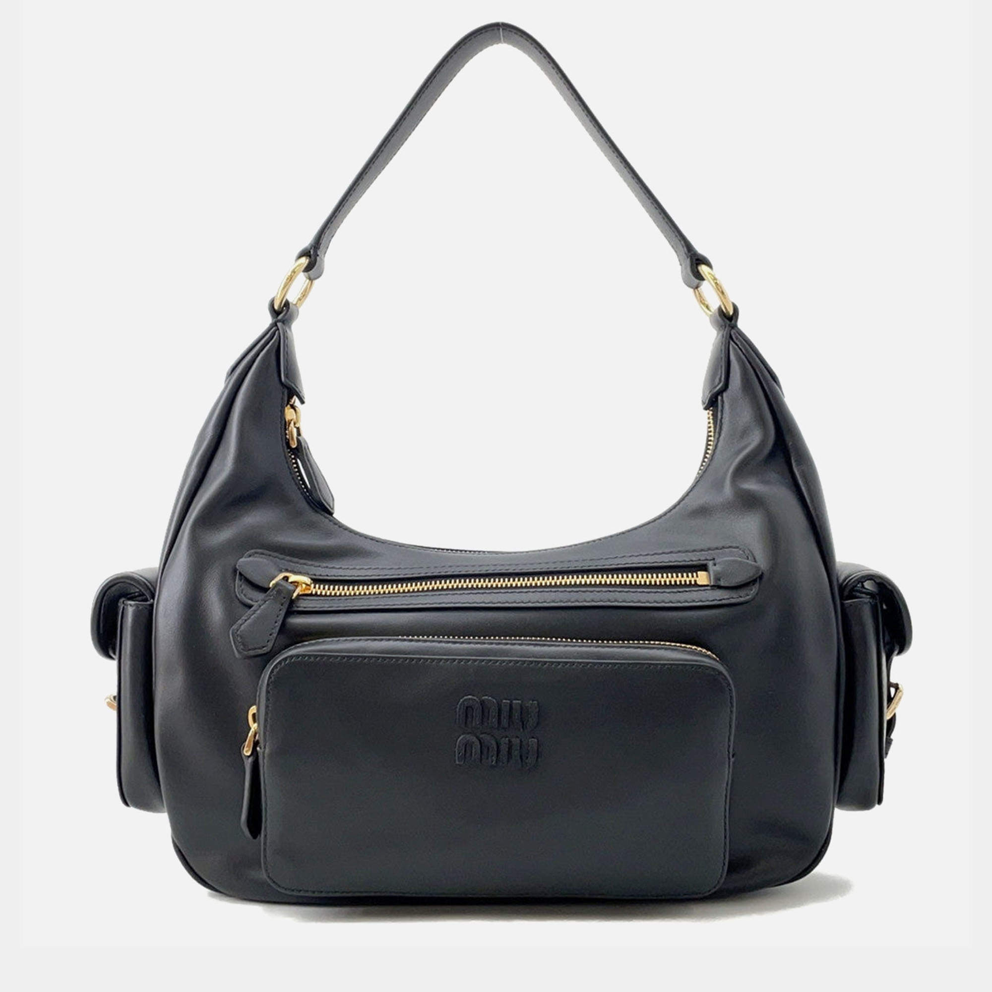 Pre Owned Miumiu Pocket Bag Black Nappa Leather