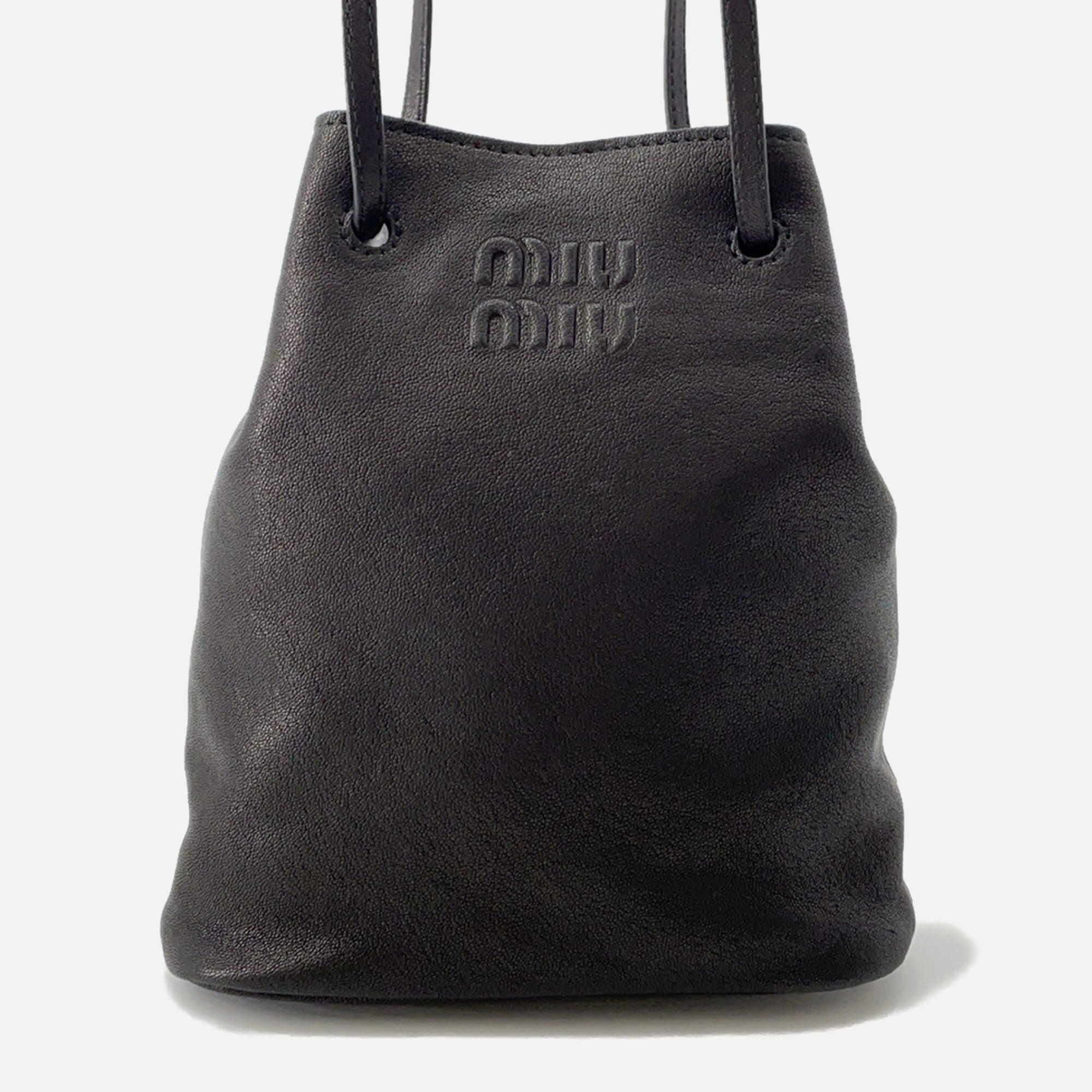 Pre Owned Miumiu Mini Bag Black Leather