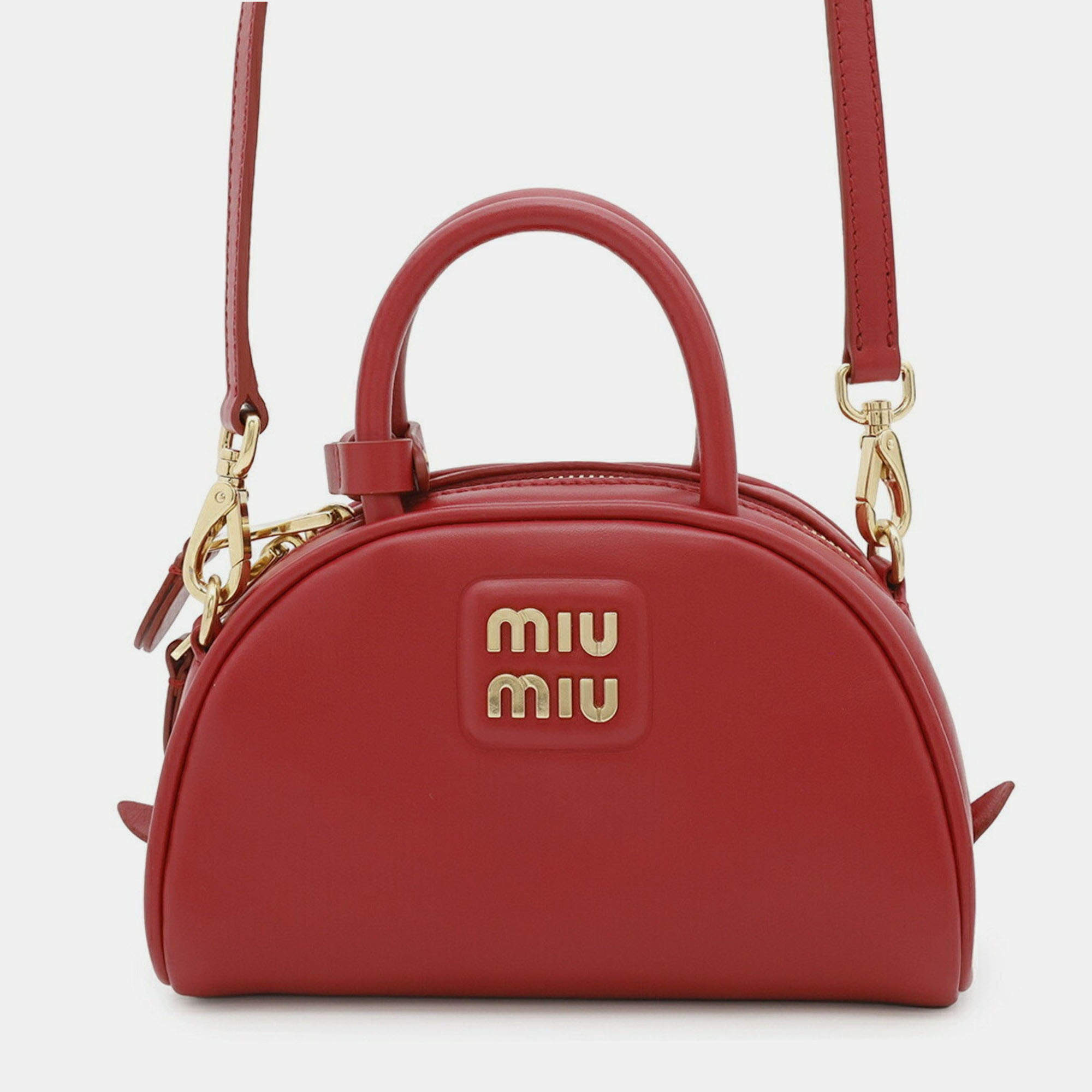 Pre Owned Miu Miu Miu Handbag Mini Boston Leather