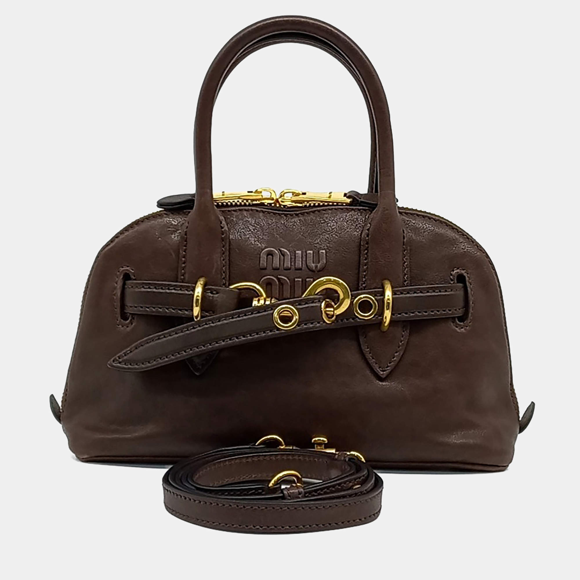 مملوكة مسبقًا Miu Miu Brown Leather Avanture Small Tote Bag