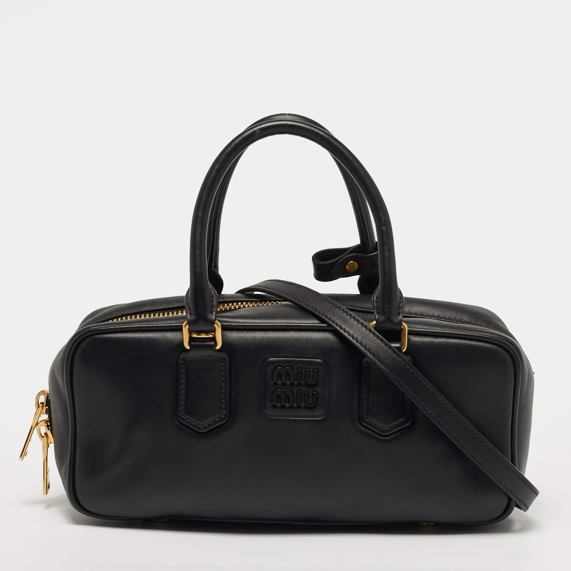 Pre Owned Miu Miu Arcadie Large Black Leather Satchel