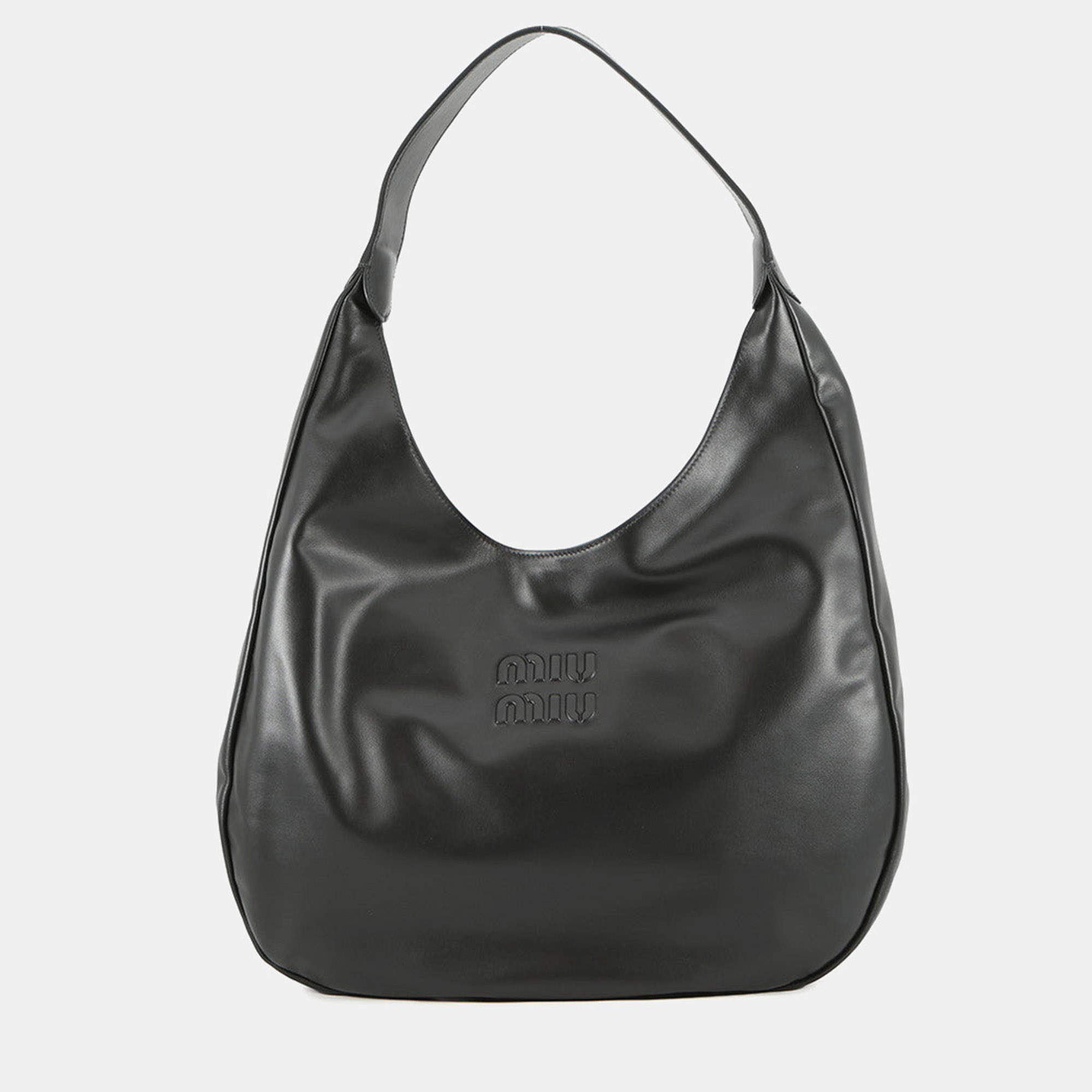 مملوكة مسبقًا Miumiu Hobo Bag Black Leather