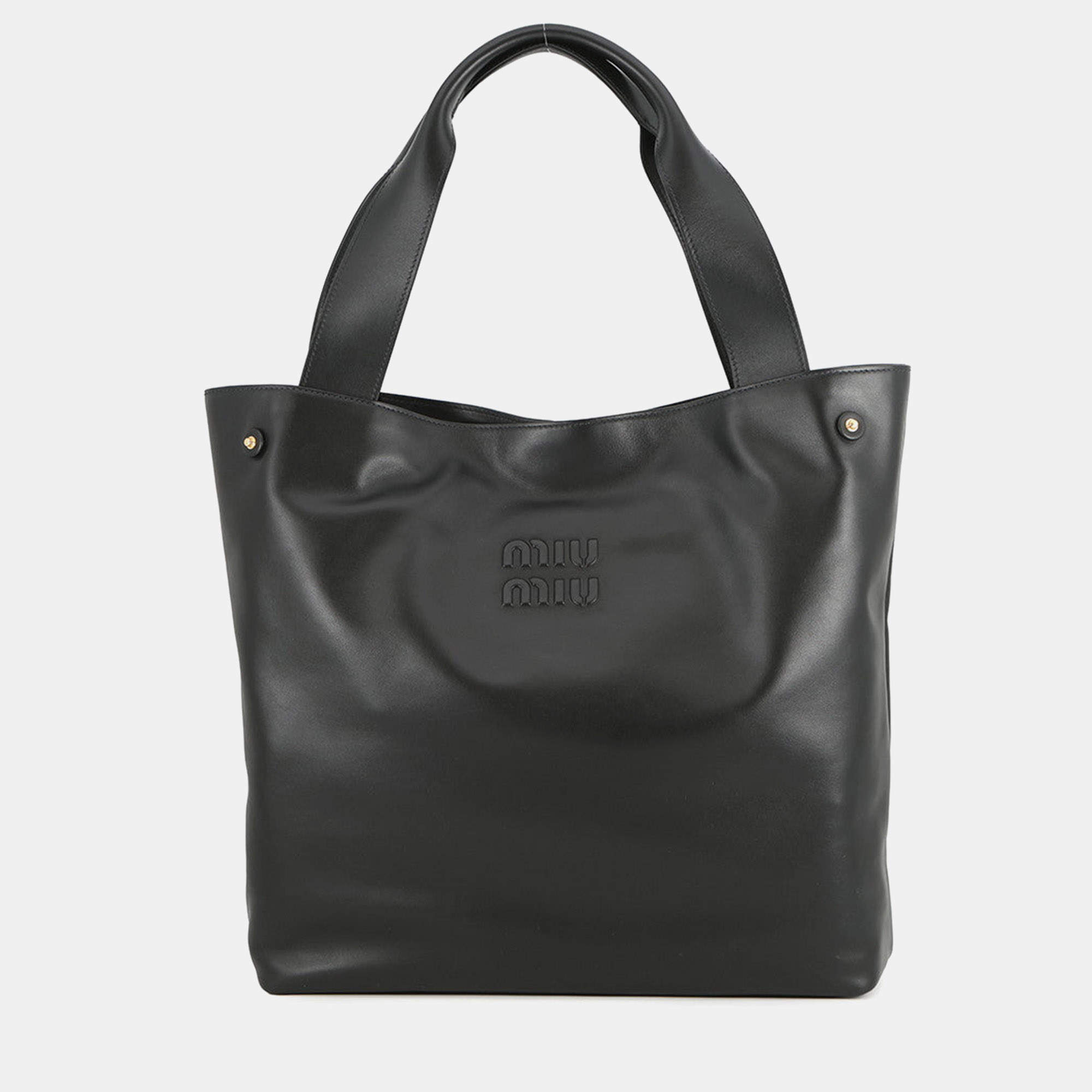 Pre Owned Miumiu Hobo Bag Black Soft Leather
