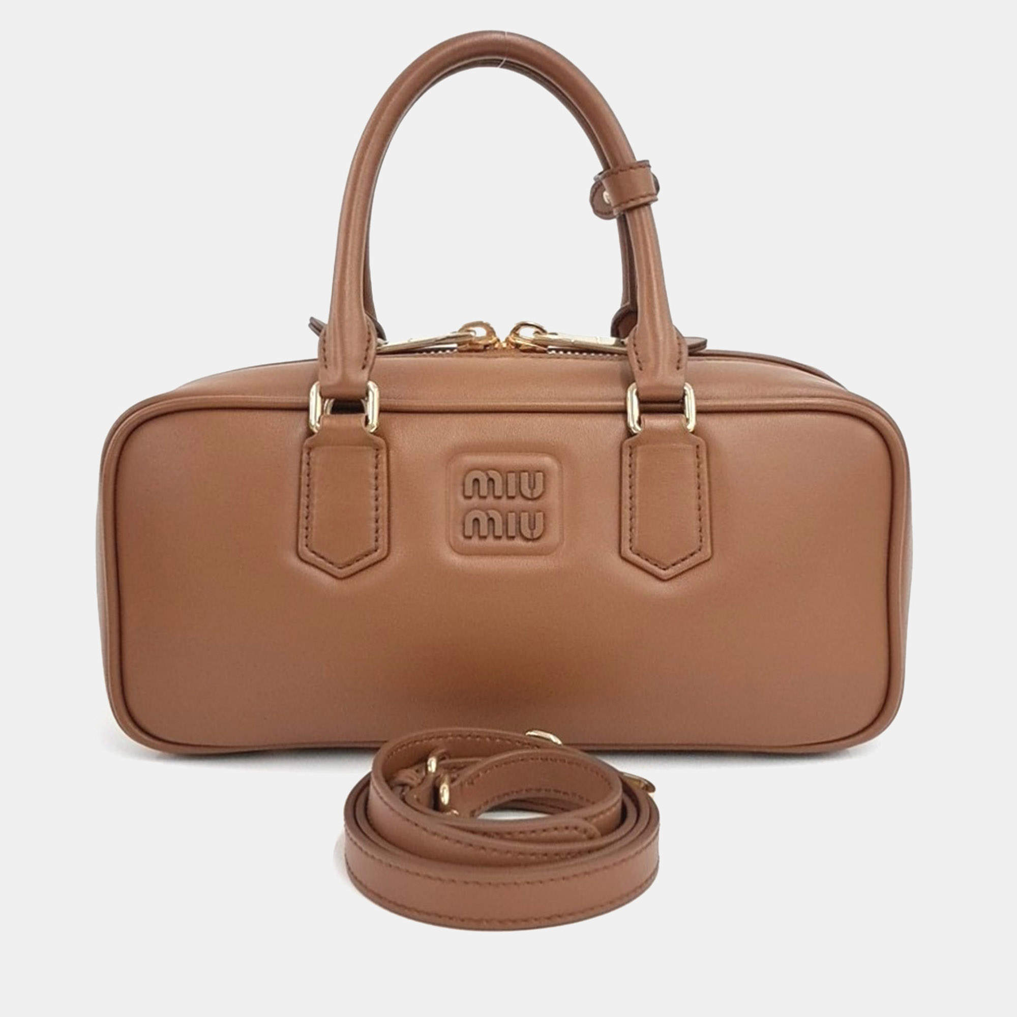 مملوكة مسبقًا Miu Miu Brown Leather Arcadi Tote and Crossbody Bag