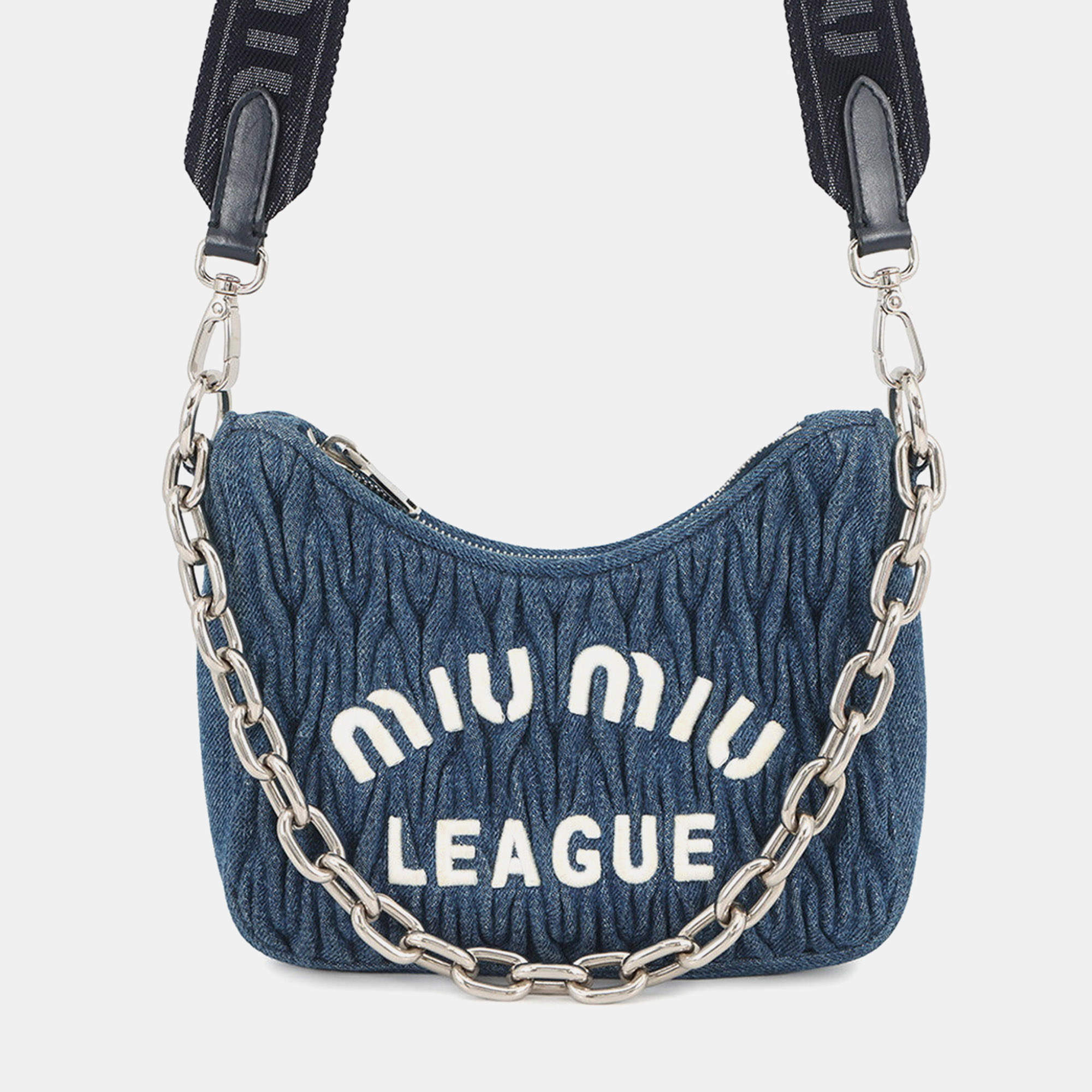مملوكة مسبقًا Miumiu Matelasse 2-Way Bag Blue Denim