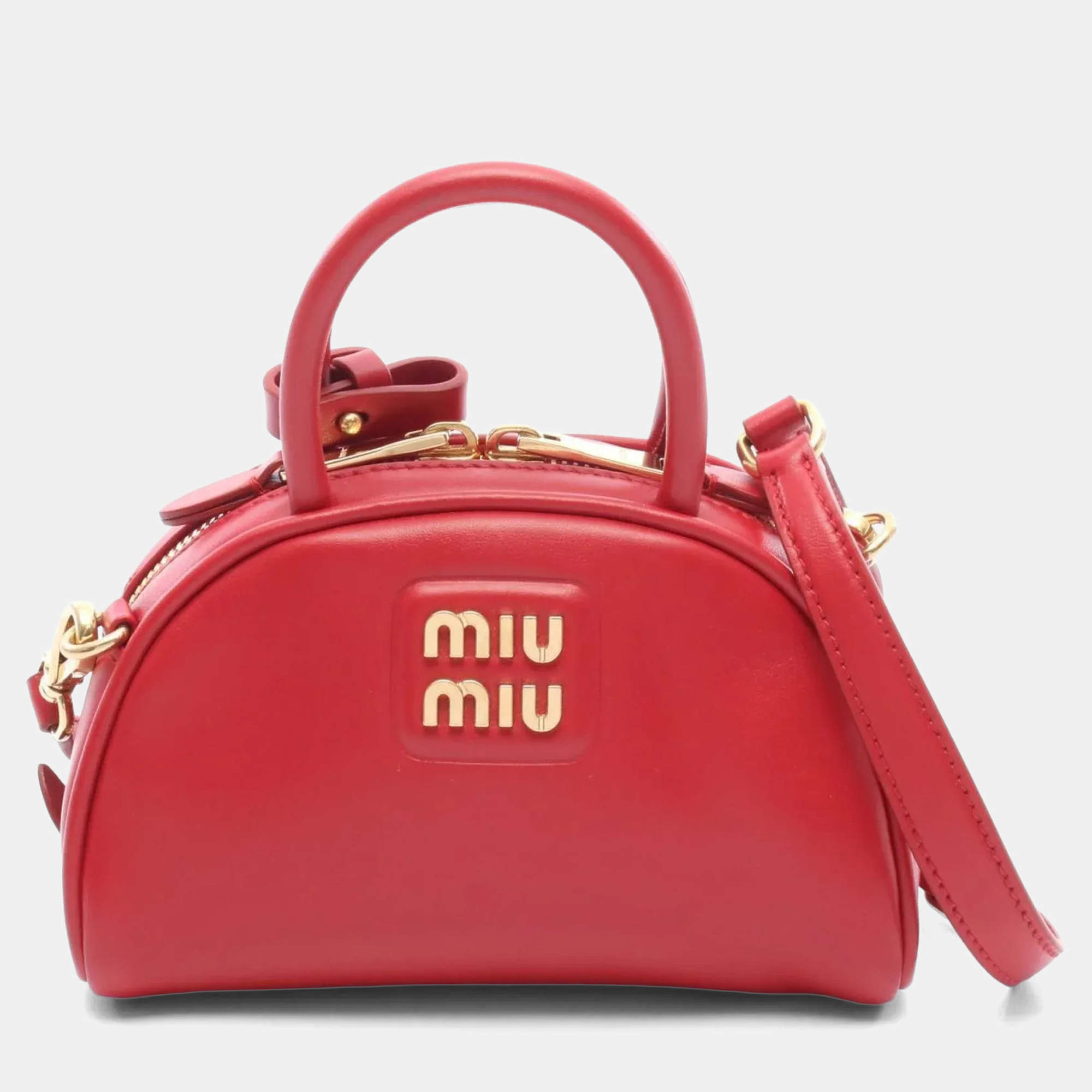 Pre Owned Miu Miu Miu Handbag Leather Red