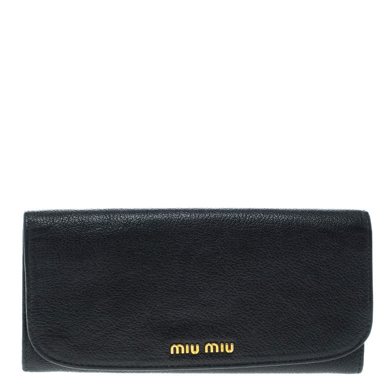 Miu Miu Black Leather Continental Wallet