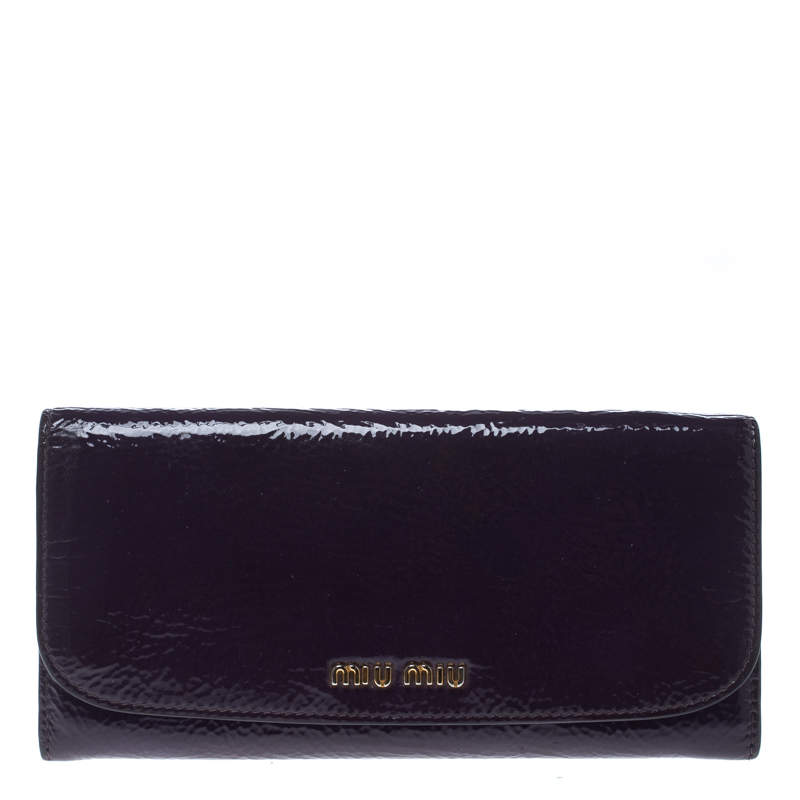 Miu Miu Purple Patent Leather Continental Wallet