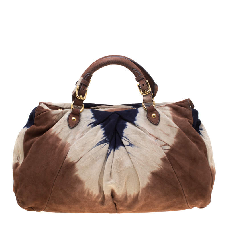 Pre Owned Miu Miu Multicolor Suede Camoscio Tie Dye Tote