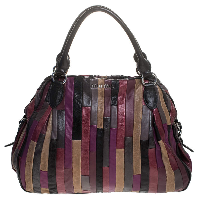 Pre Owned Miu Miu Multicolor Patchwork Leather Satchel