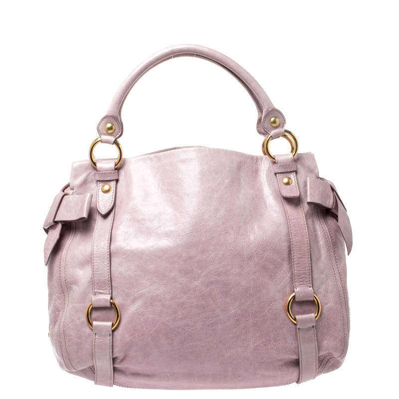 Miu Miu Pink Vitello Lux Leather Bow Satchel