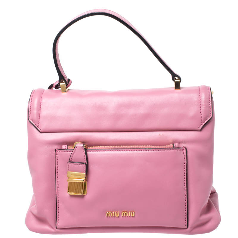 Leather tote Miu Miu Pink in Leather - 35619065