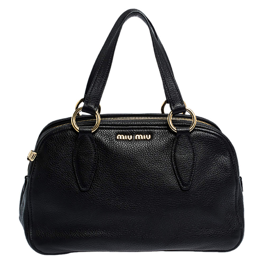 Miu Miu Black Leather Vitello Phenix Satchel