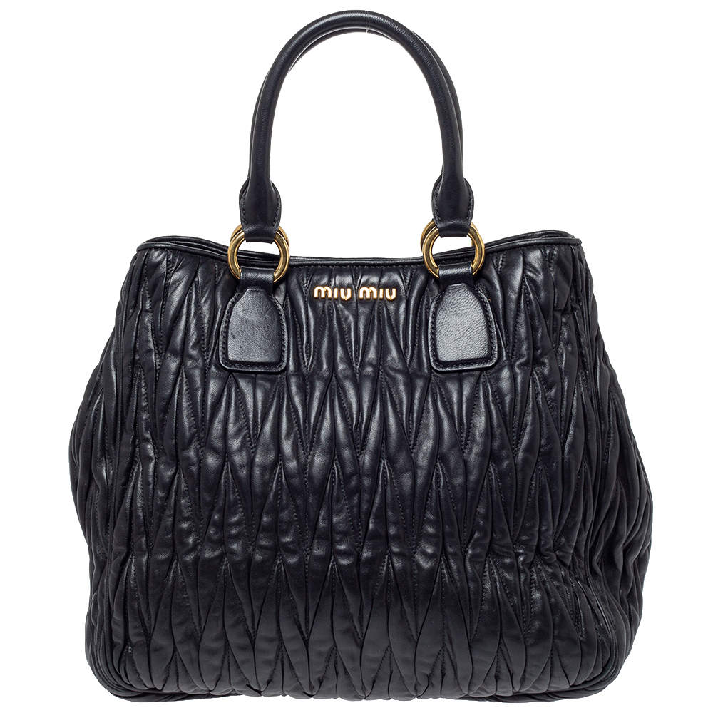 Miu Miu Black Matelasse Leather Satchel