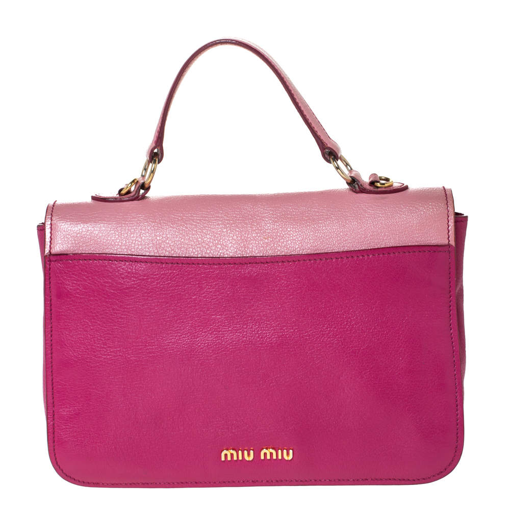 Miu Miu Madras Bicolor Pink and Fuchsia Handbag Leather ref.548776 - Joli  Closet