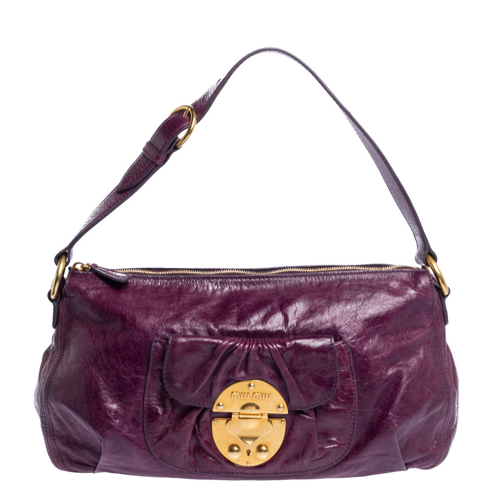 Miu Miu Purple Leather Front Pocket Hobo. Miu Miu | The Luxury Closet