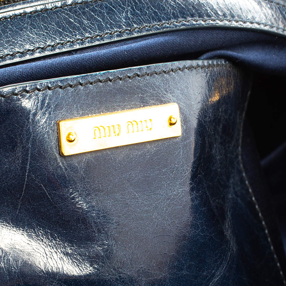 MIU MIU Vitello Shine Double Zip Tote Fumo 717038