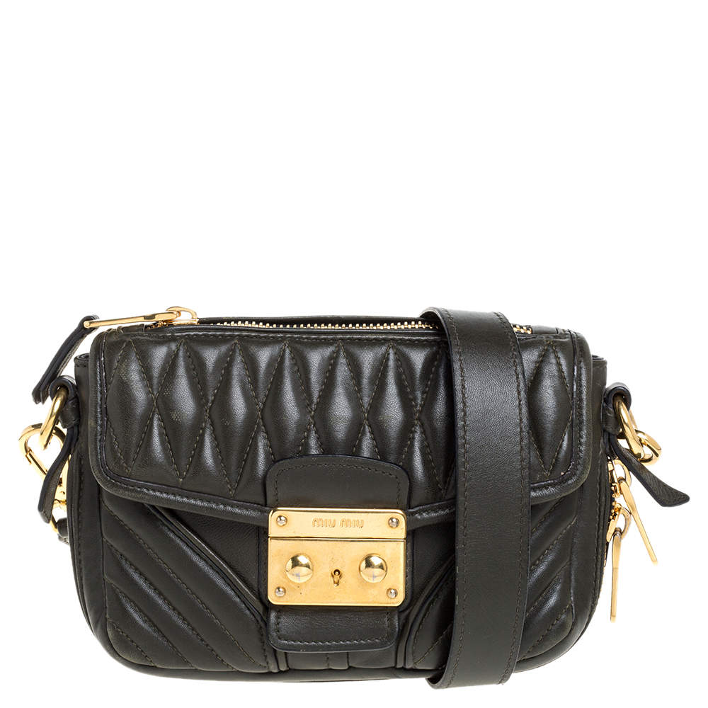 Miu Miu Olive Green Nappa Leather Biker Shoulder Bag Miu Miu TLC