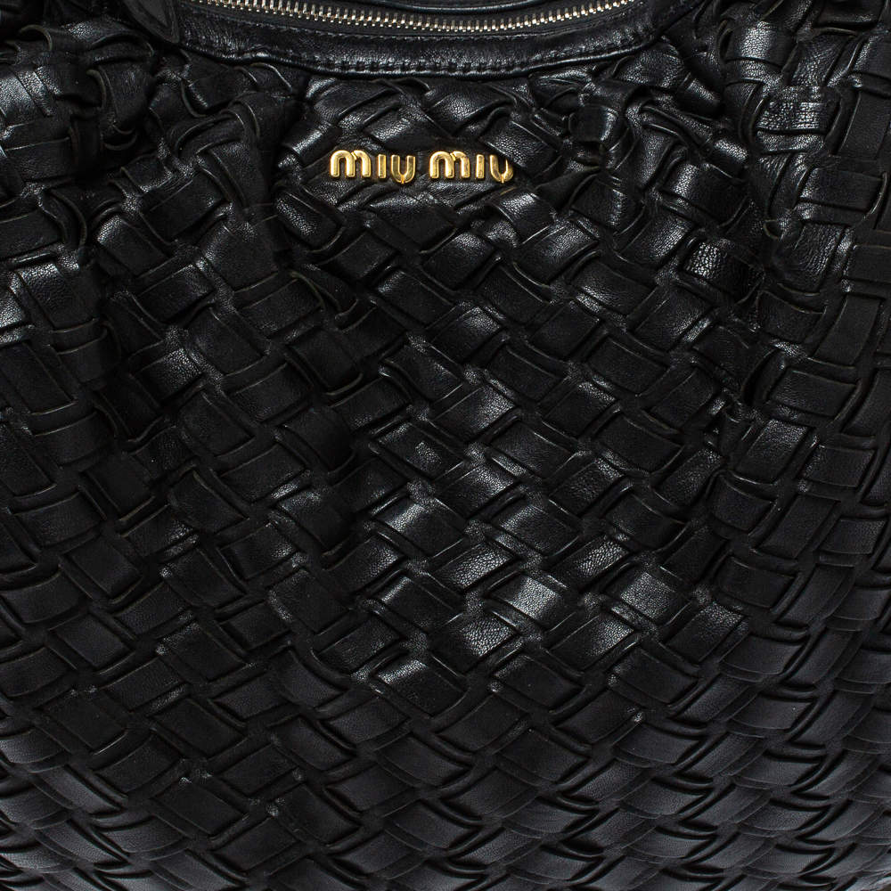 Miu Miu Black Leather Quilted Ruffle Hobo Bag 44miu722 – Bagriculture