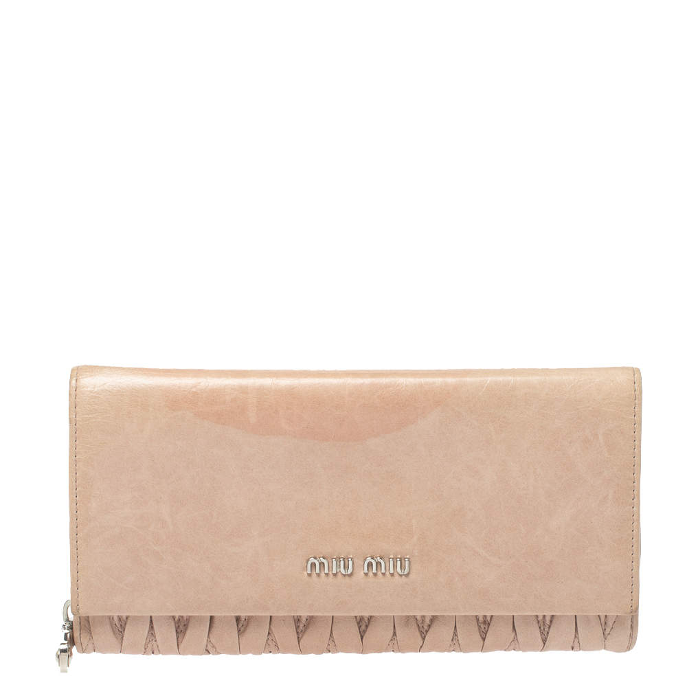 Miu Miu Beige Matelassé Leather Continental Wallet