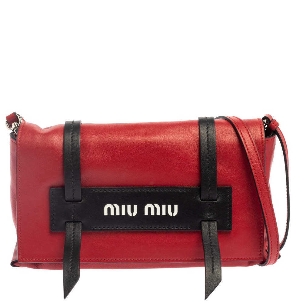 Miu Miu Red Leather Grace Shoulder Bag
