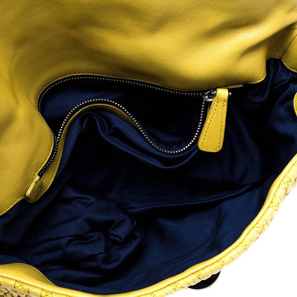 Miu Miu Yellow Matelassé Leather Coffer Hobo Miu Miu