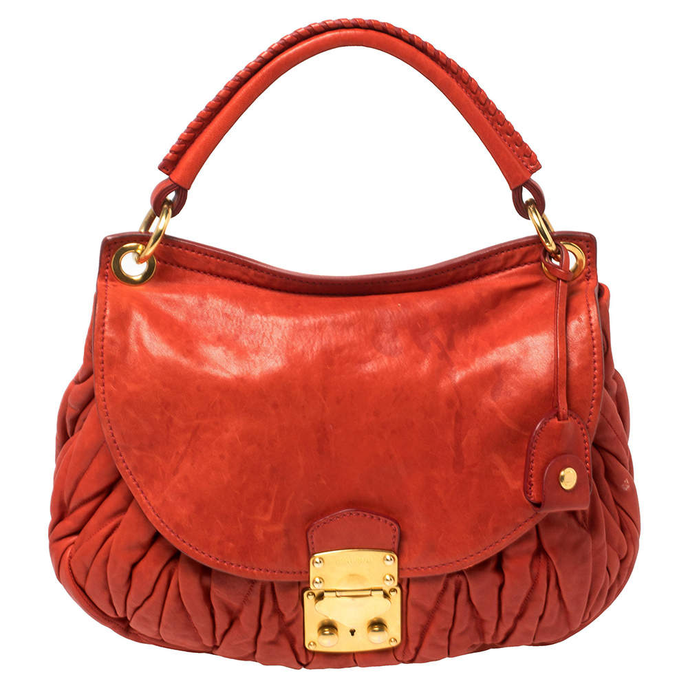 Miu Miu Red Matelassé Leather Front Flap Hobo Miu Miu | TLC