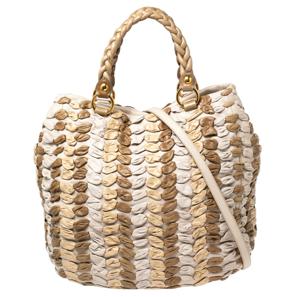 Miu Miu Multicolor Woven Leather Tote