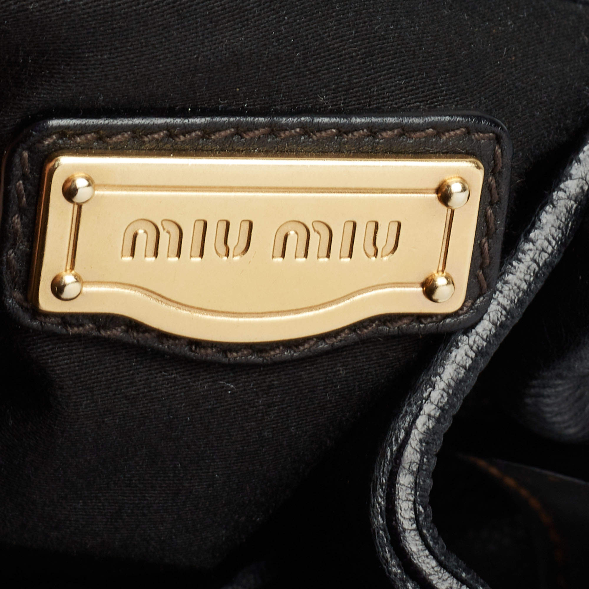 Miu Miu Alluminio Vitello Lux Leather Peggy Bow Tote Bag - Yoogi's Closet