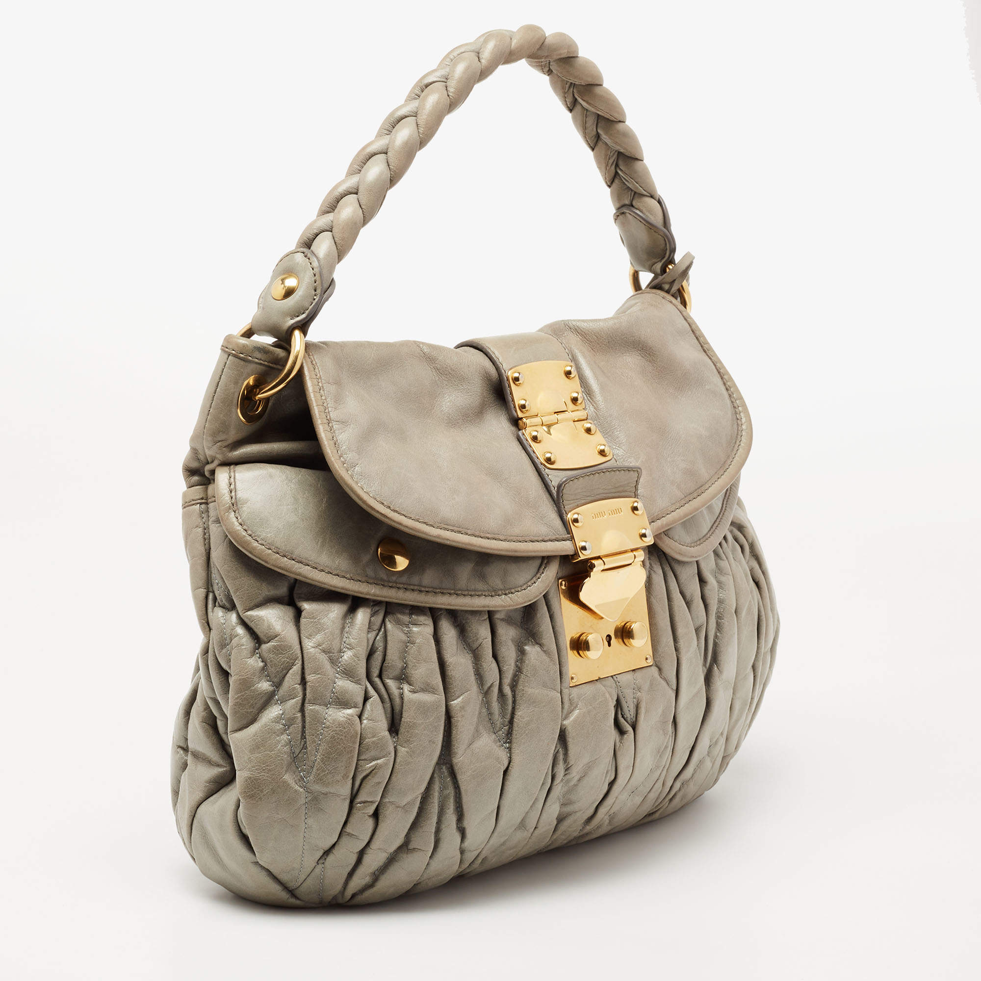 Coffer leather handbag Miu Miu Brown in Leather - 20582632