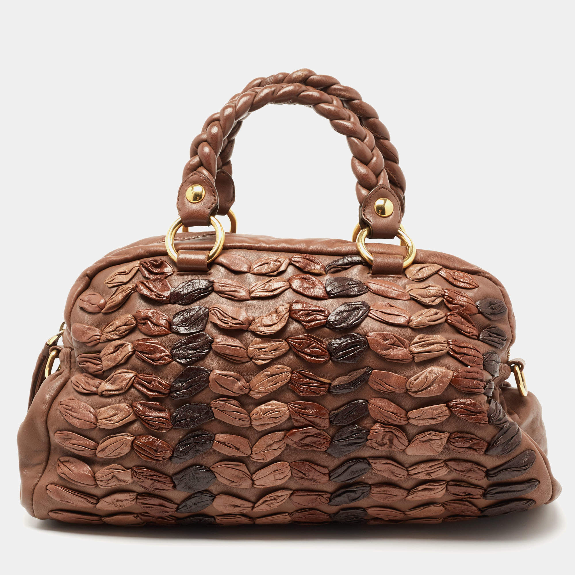 مملوكة مسبقًا Miu Miu Brown Leather Zip Satchel